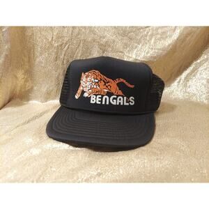 Vintage Cincinnati Bengals Mesh/Foam Trucker Hat Black Snapback 80s Football NFL